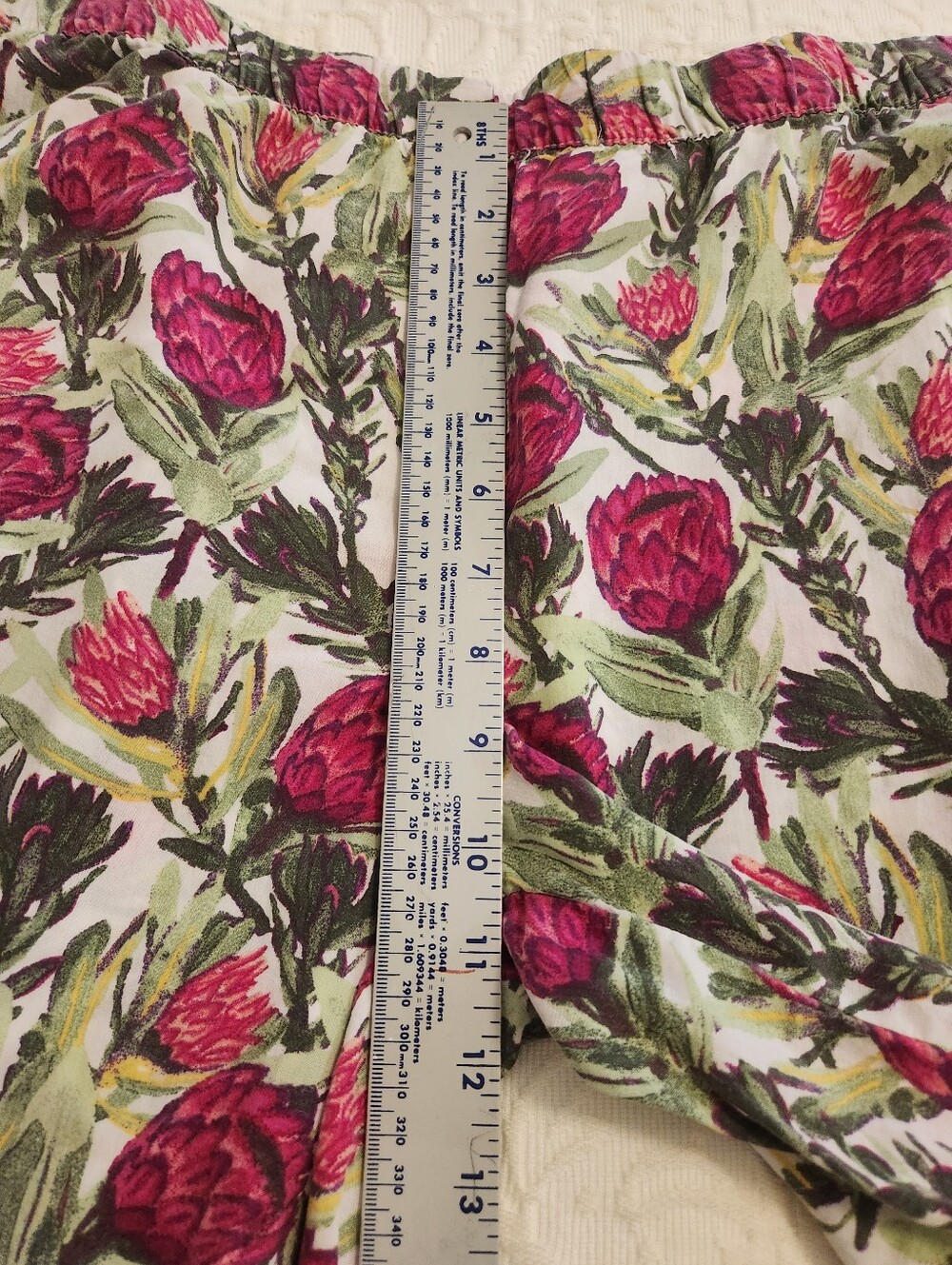 Floral Ruffle Hem Women's Pajama Pants - Pink Green - Picture 5 of 6